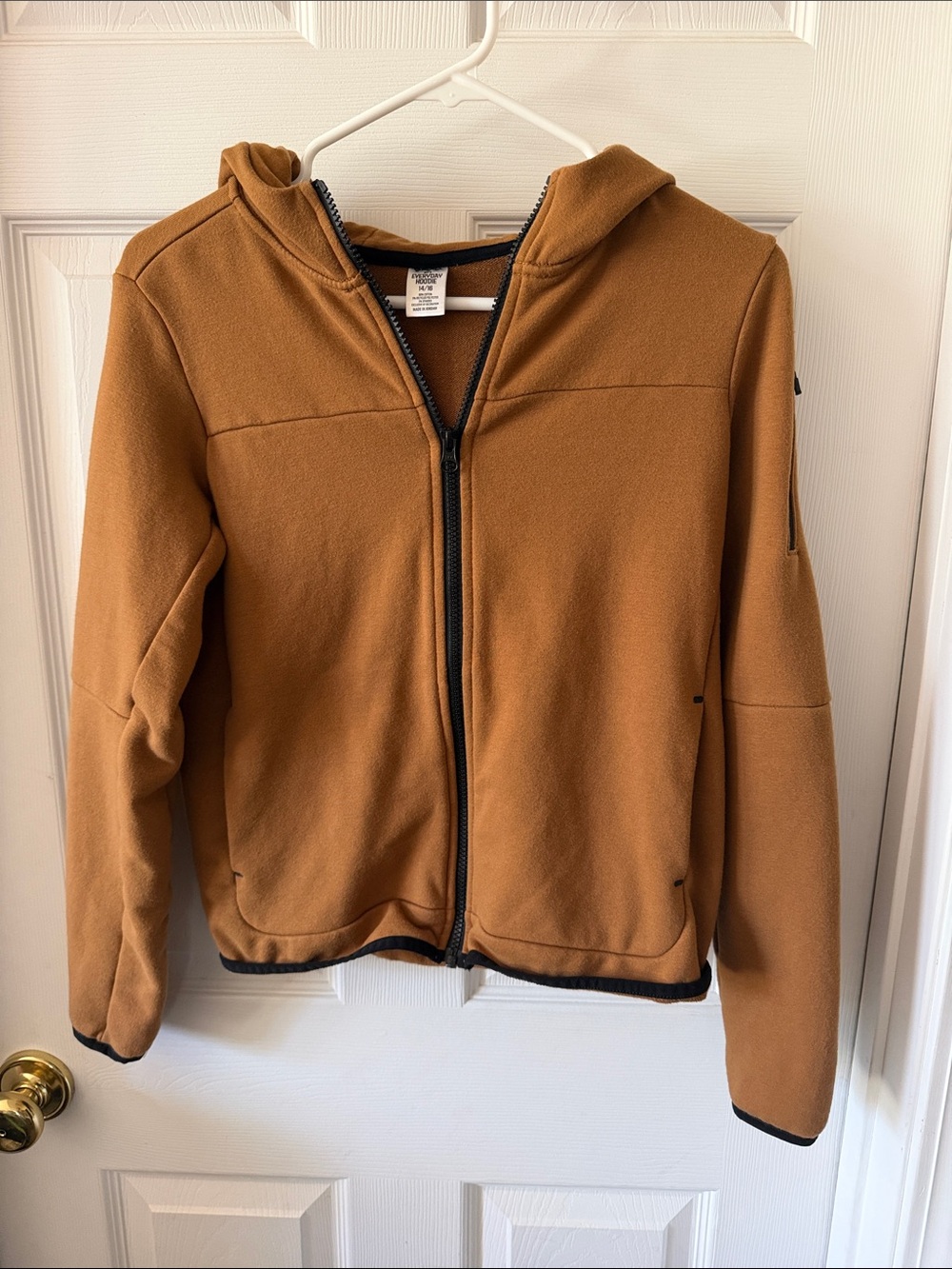 Kids Hooded Zip-Up Sweatshirt in Caramel Brown
